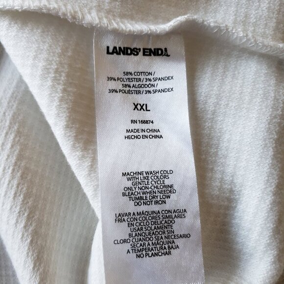 NWT - Lands' End White Ladies' Waffle Funnel Neck Top - Size XXL - Picture 3 of 6